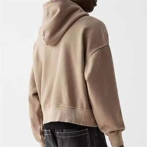 Fabricant personnalisé de haute qualité, sweat-shirt uni épais et décontracté avec fermeture éclair, logo personnalisé, sweats à capuche courts zippés pour hommes - Product Image 2