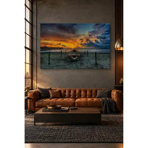 Impression sur toile de bateau à rames Fida Stormy Sunset Beach - Product Image 5