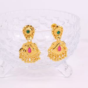 ต่างหูห้อยชุบทองสำหรับผู้หญิงต่างหูแฟชั่นสีทองต่างหูทองแดงและทองเหลือง chapado En Oro laminado - Product Image 2