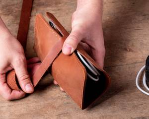 Durable Luxury Leather Waterproof Cable Organizer for USB Chargers & Earphones-Daily Use Office Travel OEM LCO-0036 - Product Image 5