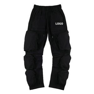 Pantalones Cargo de Otoño de cintura alta para hombre, pantalones deportivos Harem de Hip Hop con múltiples bolsillos, pantalones Hipster informales - Product Image 2