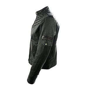 Cuirs blouson Vintage noir en cuir véritable pour homme, coupe Slim, Biker, service OEM - Product Image 2