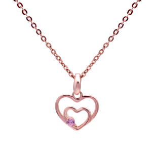 Venta al por mayor compromiso boda doble forma de corazón sólido 925 colgante de plata esterlina circón piedra preciosa chapado en oro rosa romántico - Product Image 1