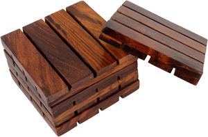 Wooden Bar <b>Coasters</b> <b>for</b> Hot & Cold <b>Drink</b>-Decorative Cocktail <b>Coasters</b>- Crafted from Seasonal Wood-Square Shape <b>Coaster</b> - Product Image 5