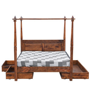 Giường nữ hoàng đơn giản được làm từ khung gỗ tếch với 4 trụ cột và ngăn kéo dưới cùng với kết quả tự nhiên - Product Image 5