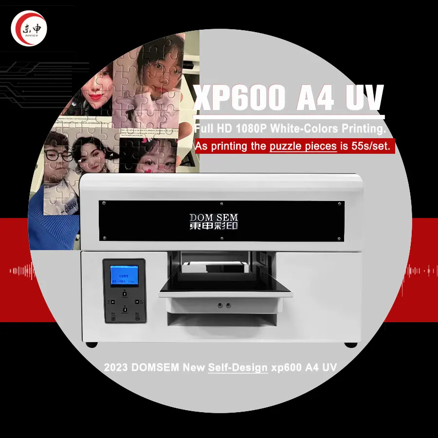 DOMSEM XP600 uv printer phone case a4 size inkjet uv printers with 1080dpi HP effect