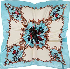 Foulard en soie tendance élégant pour femmes Foulard en satin de soie de luxe pour femmes Foulards en soie imprimés à fleurs pour femmes - Product Image 1