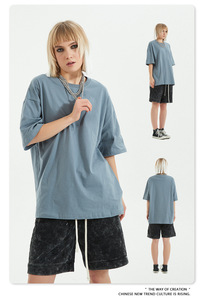 Camiseta de cuello redondo de algodón de 190g para hombre, Camiseta holgada de talla grande con logotipo personalizado Unisex, camiseta lisa en blanco de Color sólido para hombre - Product Image 4