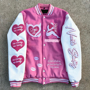 Chaqueta con letras de béisbol de cuero para hombre con bordado de chenilla de lana de fabricante personalizado - Product Image 4