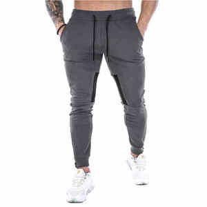 Venta al por mayor de pantalones de hombre antiarrugas liso teñido Casual Joggers pantalones casuales Fitness hombres ropa deportiva pantalones de chándal ajustados - Product Image 3
