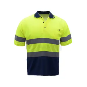 Hi Viz Safety Workポロシャツ反射性の高い視認性の作業服ポロシャツ、カスタムロゴ印刷付き