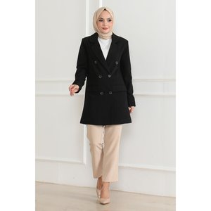 Chaqueta Blazer Negra Clásica para Mujer, 100% Poliéster, Cuello de Doble Capa, Modelo 34350 - Product Image 3