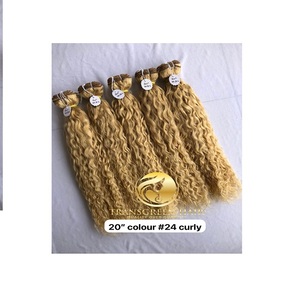 Top mejor calidad 20 "#24 Color Natural rizado paquete al por mayor crudo templo indio directo de la India máquina doble trama cabello humano - Product Image 1