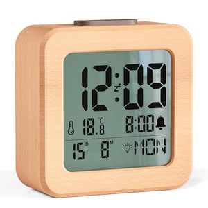 CJ 2188 Mini Reloj Despertador Digital LCD Simple con Calendario y Temperatura, Estilo Art Deco - ABS, Retroiluminación, Música, Función Snooze, Silencio, para Escritorio - Product Image 1