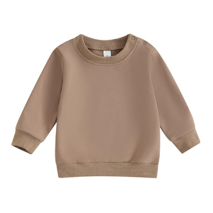 Venta al por mayor 100% algodón niños sudadera con logotipo personalizado cuello redondo invierno pulóver manga larga color sólido para bebés - Product Image 5