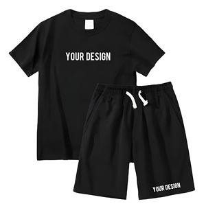 Vente en gros de costume de sport d'été de jogging pour hommes, t-shirt à manches courtes, ensemble de shorts, piste de course à pied surdimensionnée personnalisée - Product Image 3