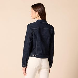 Veste en jean unie délavée à col court, respirante, pour femmes, sur mesure, nouvelle collection, dégradé, automne-hiver - Product Image 3