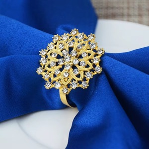 Porte-rond de serviette en or fabriqué à la main avec des détails en cristal pour les fêtes de mariage élégantes Hotel Dining Premium Look - Product Image 6