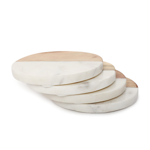 Wholesale High Quality Marble <b>Coaster</b> Set of 4 <b>White</b> Marble <b>Coaster</b> Set Round Natural <b>Coasters</b> with Gold Edges - Product Image 6