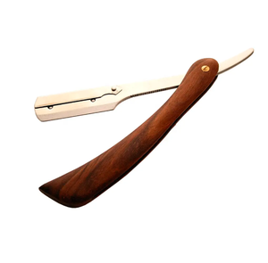 Maquinilla de afeitar de borde recto Manual de peluquero para hombre de grado Industrial de alta calidad, hoja de acero inoxidable, mango de madera, uso facial y corporal - Product Image 6