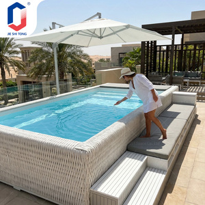 Sofá de Ratán Tejido para Piscina con Diseño de SPA, Equipamiento Completo, Piscina Elevada Pequeña para Terraza Exterior - Product Image 2