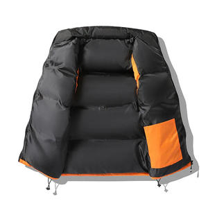 High Quality Trendy <b>Orange</b> Custom Logo Puffer <b>Waistcoat</b> with Bubble Pockets OEM Service Plus Size Men's Winter Vest - Product Image 3