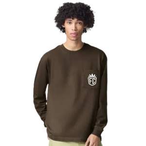 เสื้อยืดแขนยาวผู้ชาย ผ้าฝ้าย คอกลม สไตล์ลำลอง สตรีทแวร์ มีกระเป๋าหน้าอก ทรงหลวม - Product Image 1