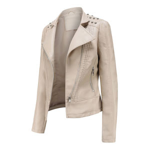 Wholesale Women's Sheep Skin <b>Genuine</b> Jacket Winter Windproof Washed Techniques Solid Pattern Zipper Closure Cotton Filled - Product Image 4