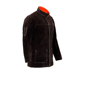 Veste de soudeur robuste de qualité supérieure en cuir de vachette fendu et tissu de coton vêtements de travail de sécurité industrielle - Product Image 3