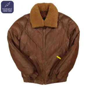 Yufan Custom Winter braun Vintage Distressed Jacke Fleece Kragen Daunen mantel Herren Workwear Daunen jacke