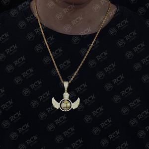 Colgantes de moissanita de Plata de Ley 925 personalizados, dijes de diamante Hip Hop Flying World Wings, colgante de moissanita, dijes colgantes - Product Image 2