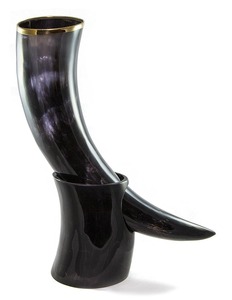 Viking <b>Drinking</b> Horn Custom Size with Horn <b>Stand</b> Polished Animal Eco-Friendly Kitchenware by Tayyab Handicraft - Product Image 1
