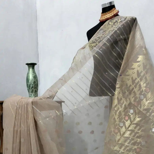 Deshi dhakai jamdani sharee ส่งออกคุณภาพสำหรับผู้หญิงผ้า jamdani สีฟ้าสีแดงสีเขียวสีทองจากบังคลาเทศ - Product Image 1