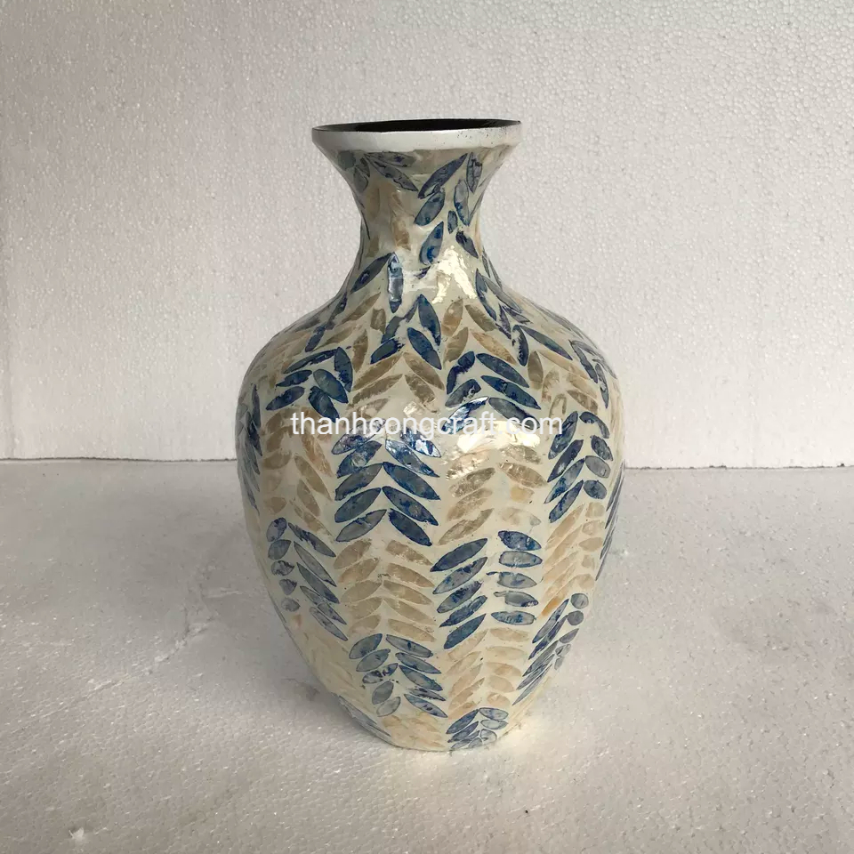 Оптовая продажа, элегантная ваза из перламутровой инкрустации, морские ракушки, инкрустация, ваза для цветов, декоративная ваза для домашнего декора