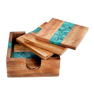 Sous-verre en bois et résine de forme carrée pour hôtel, restaurant, bureau, vaisselle, sous-verre en bois et résine de qualité supérieure, logo personnalisé - Product Image 4