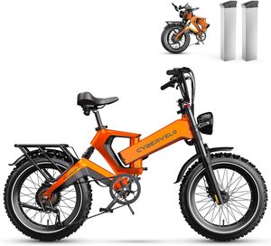 จักรยานไฟฟ้าพับได้1000W (สูงสุด2000W) สำหรับผู้ใหญ่35MPH 100ไมล์แบตเตอรี่แบบ25Ah ขนาด48V ยางล้อใหญ่20 "x 4.0 - Product Image 3
