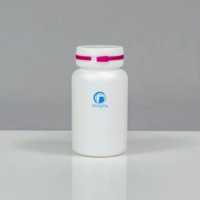 Flacon de 200cc en PEHD pour produits pharmaceutiques, col de 38mm, bouchon à anneau de traction bicolore, conteneur nutraceutique de qualité alimentaire