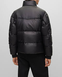 Veste matelassée en toile pour homme de haute qualité à col montant, couleur unie, imperméable, coupe-vent, respirante, avec capuche, pour l'hiver - Product Image 3