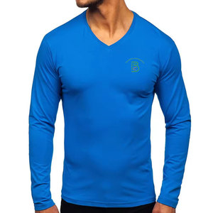 เสื้อยืดแขนยาวคอวีผู้ชายลำลอง ผ้าฝ้ายเนื้อนุ่ม ระบายอากาศดี เหมาะสำหรับใส่ในชีวิตประจำวัน - Product Image 1