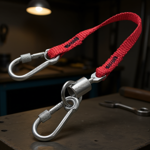 Cordon de sécurité Facom 20 cm en acier inoxydable avec mousqueton à ressort de 50 mm et mousqueton à vis de 60 mm – Outil à main - Product Image 3