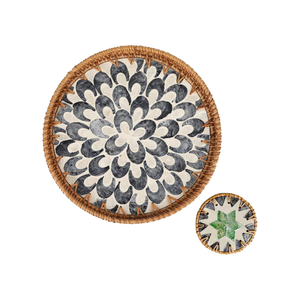 Bon prix bohème rotin plateau de service vadrouille incrustation sous-verre ensemble en gros pour salle à manger pour salle de bain bureau salon fait - Product Image 2