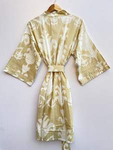 Women Kimono, Cotton Robe, Block Print, Comfortable Nightwear Dress, Bridesmaid Robe, Dressing Gown, Beachwear, Handmade Robe, - Product Image 5