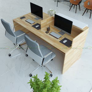 BLT68001 - Mostrador de Recepción Pequeño, Minimalista y Duradero, de Madera Natural con Luz LED, 200x90x105cm, para Clínicas y Hoteles - Product Image 3