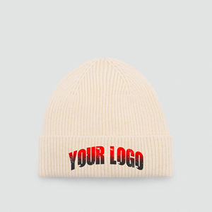 หมวกไหมพรมอะคริลิคสำหรับผู้ชายแบบพับได้หมวกบีนนี่แบบถักอบอุ่นใส่สบายปักโลโก้ตามสั่งสำหรับฤดูหนาว - Product Image 5