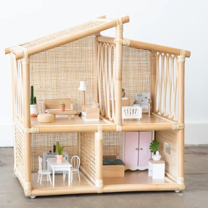 Estantes de Almacenamiento de Mimbre Natural Minimalistas para Casa de Muñecas, Aptos para Niños, Hechos a Mano en Vietnam - Product Image 6