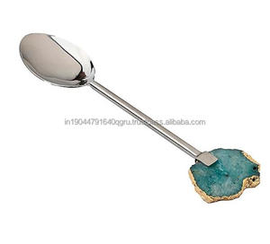 Tendance Artisan personnalisé fait à la main argent et couleur turquoise SS et agate ensemble de service de 5 pièces - Product Image 6