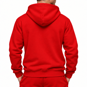 Custom <b>Red</b> Solid <b>Zip</b>-<b>Up</b> <b>Hoodie</b> <b>Women</b> 100% Cotton Fleece Front Logo Embroidery OEM Service Autumn Wear - Product Image 6