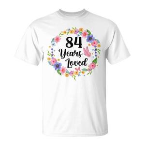 T-shirt floreale da donna di 84 anni, T-shirt promozionale per il 84° compleanno, 84 anni di amore - Product Image 1