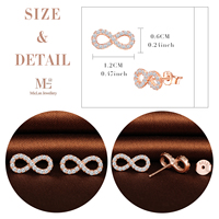Boucles d'oreilles en argent sterling S925 avec symbole infini simple et zircon cubique en or rose Boucle d'oreille