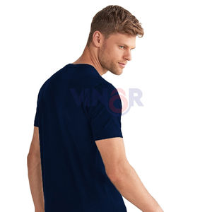 Camiseta de entrenamiento de gimnasio con cuello redondo de algodón 100% para hombre, ropa deportiva de punto transpirable, ligera y antiarrugas, informal, servicio OEM - Product Image 2